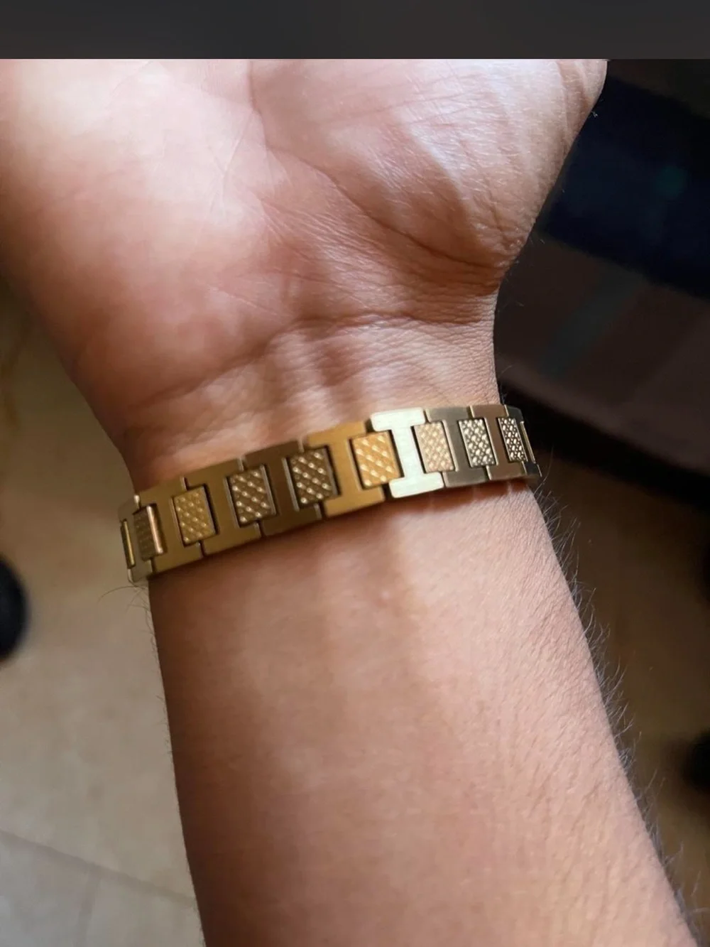 Men's Gold-Tone Link Bracelet with Flame Accent